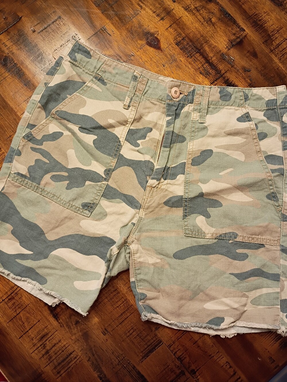MOTHER Women's Camo Shorts in Olive, Tan & Khaki